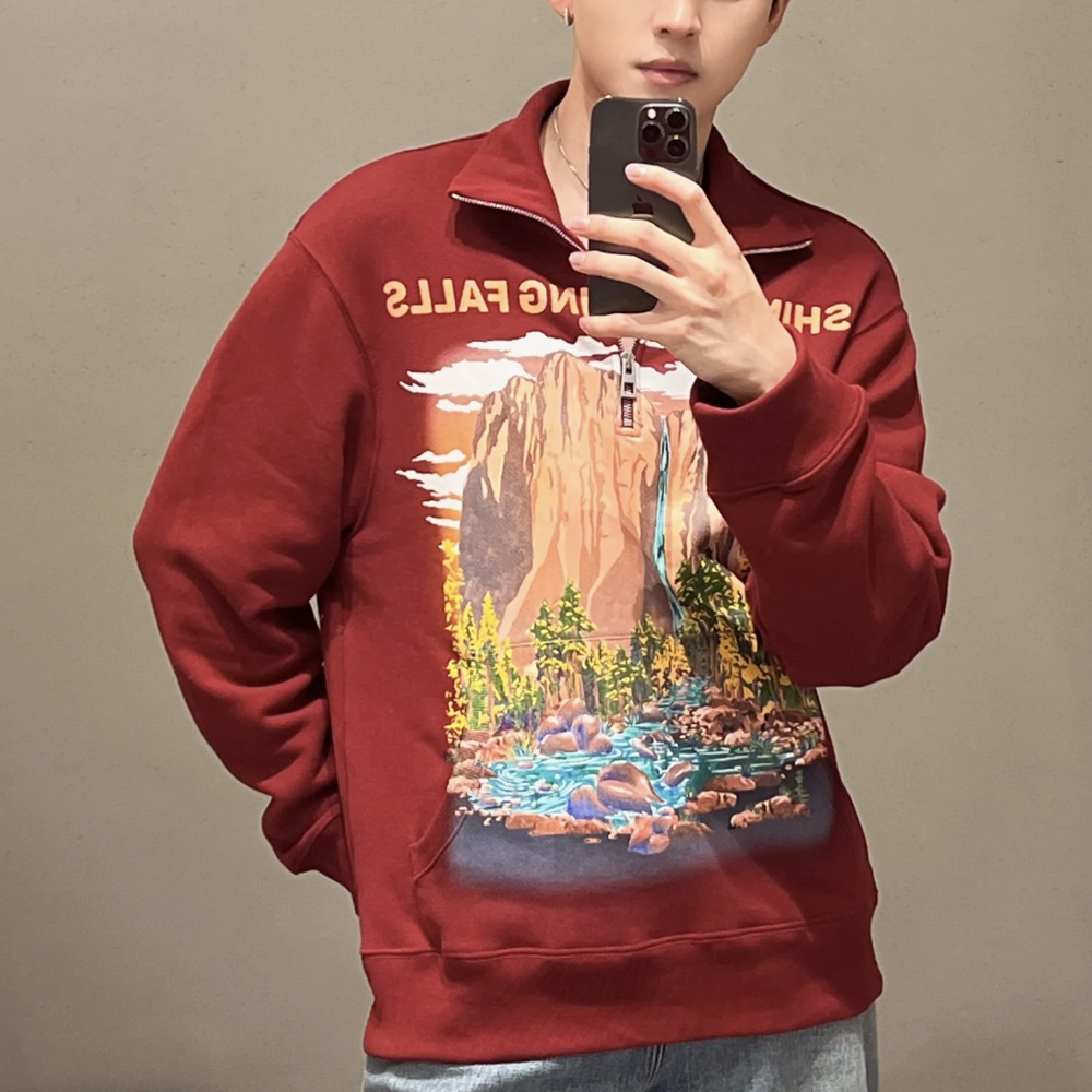 로에베 24SS 집업 스웨트 셔츠 버건디