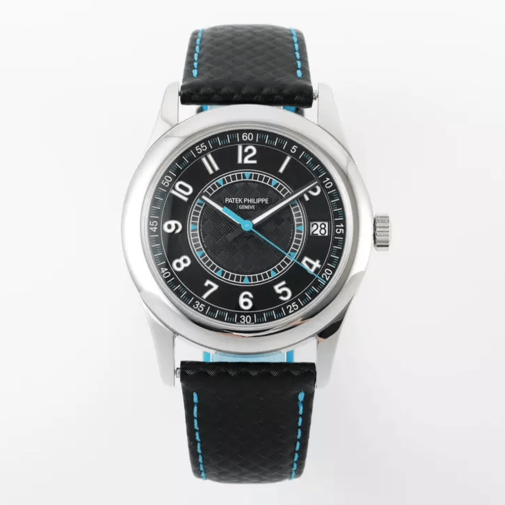 파텍필립 칼라트라바 블랙 다이얼 나일론 스트랩 40mm 6007