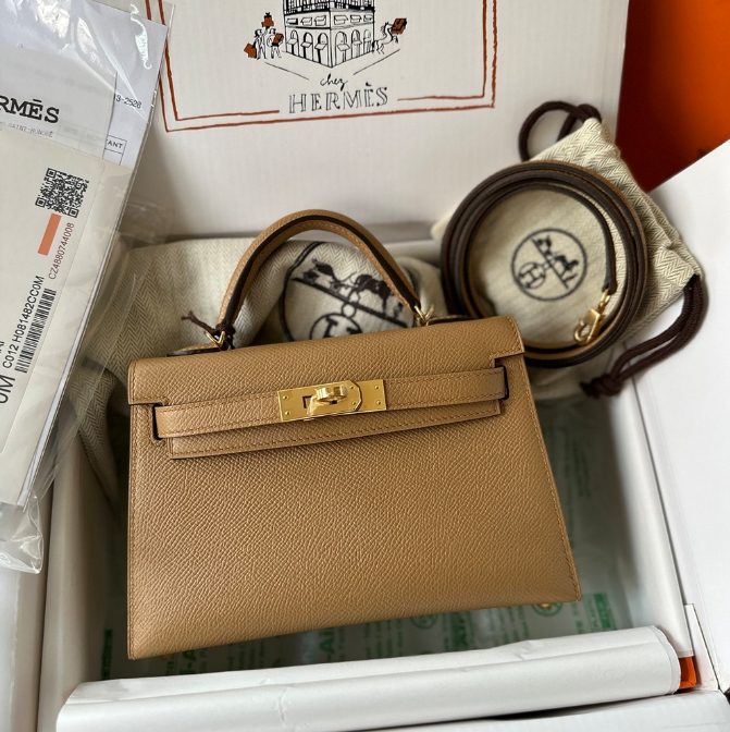 에르메스 올수공 미니 켈리 카멜 금장 앱송