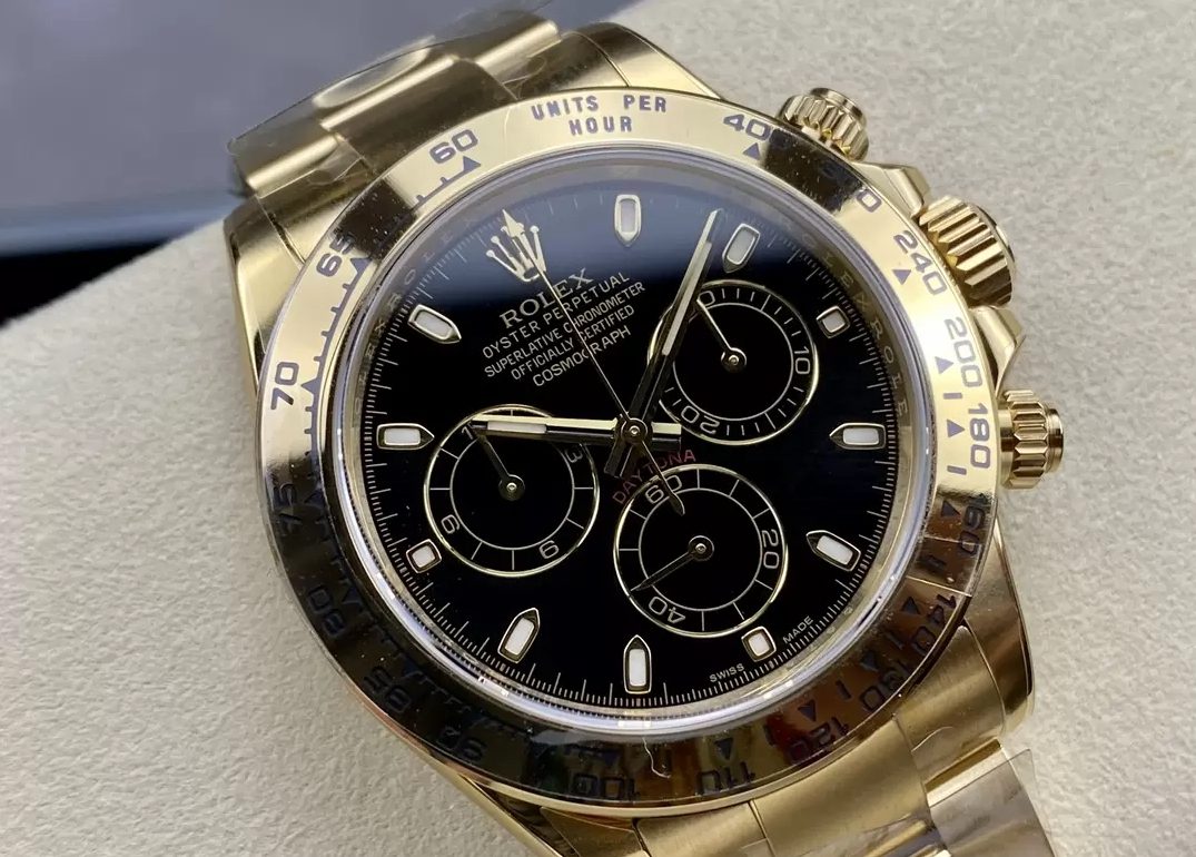 롤렉스 데이토나 크로노그래프 블랙 다이얼 바인덱스 YG 금통 40mm 116508