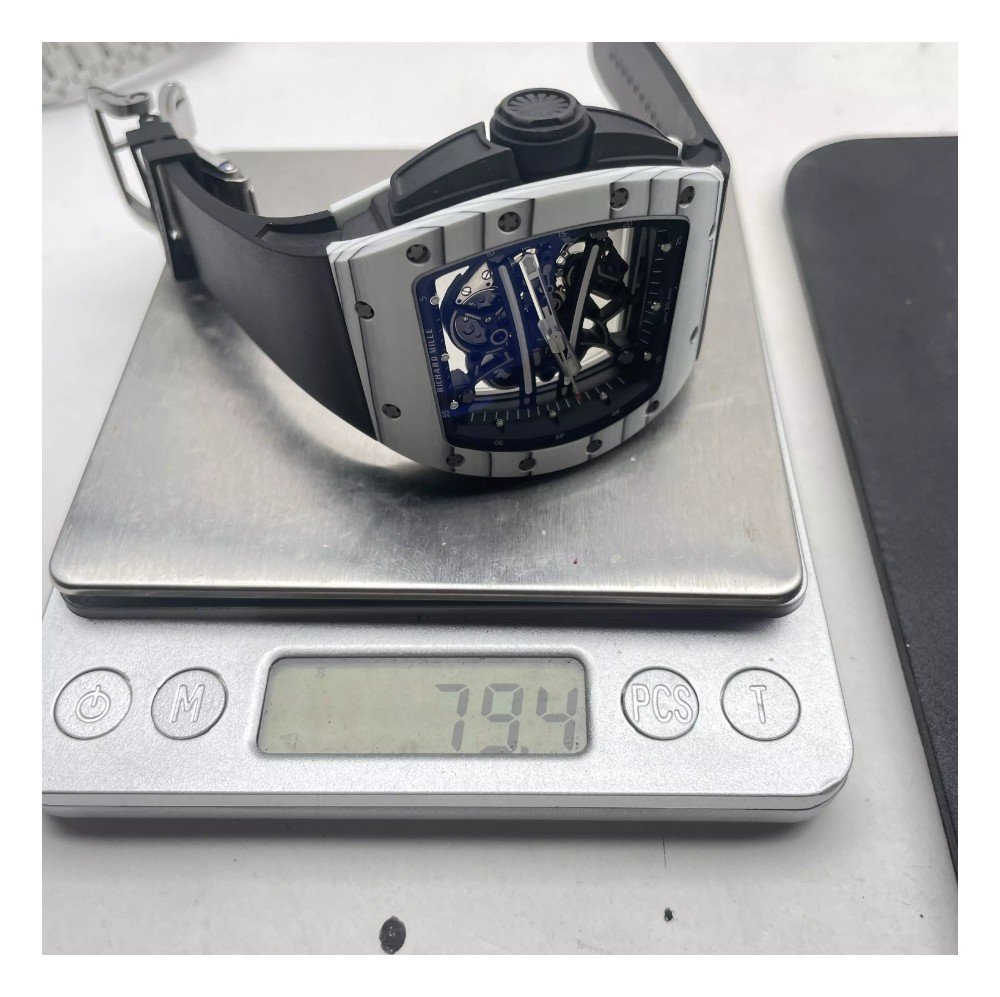 리차드밀 요한 블레이크 화이트 NTPT 카본 스켈레톤 다이얼 블랙 러버밴드 RM61-01