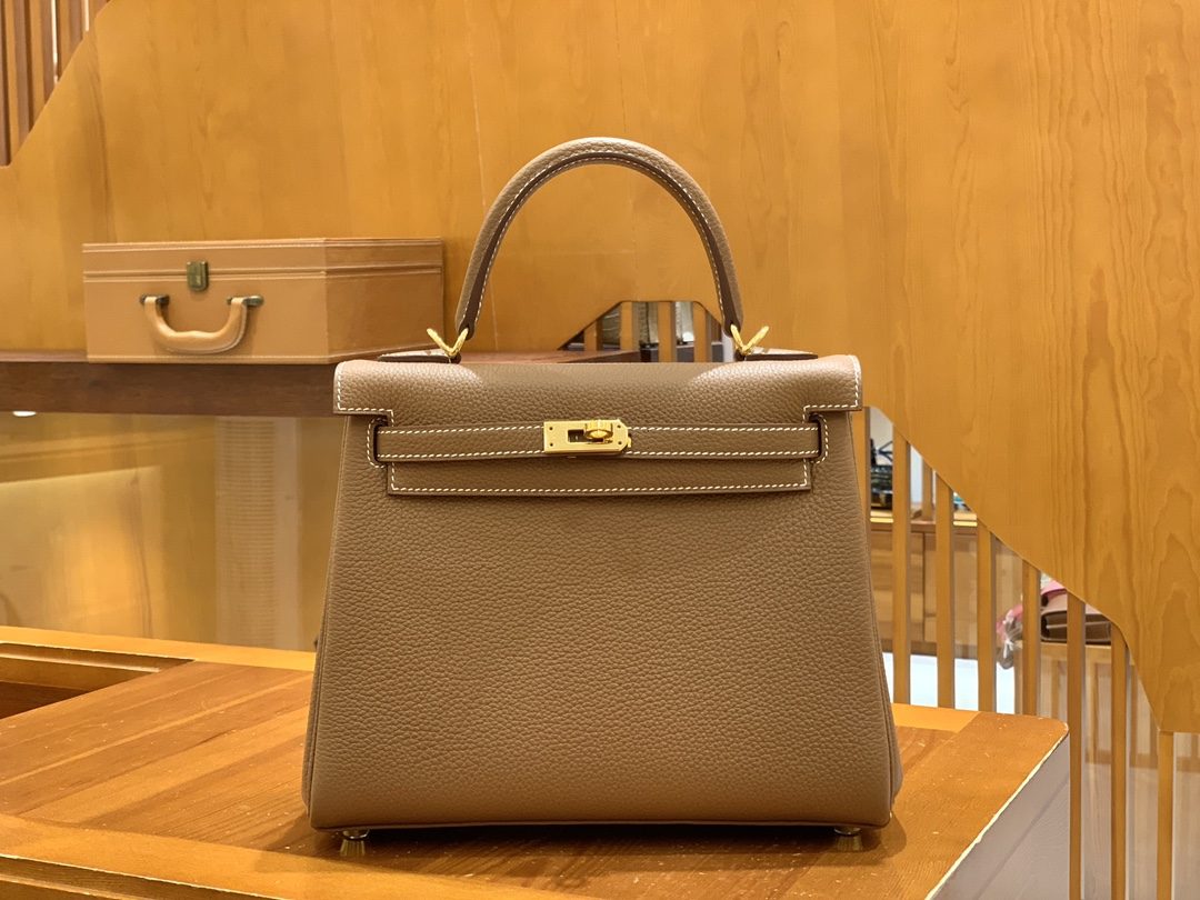 올수공 에르메스 켈리 25 토고 골드 ​​브라운 골드 버클