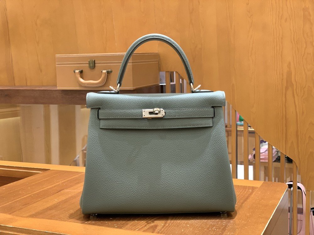 올수공 에르메스 켈리 25 토고 아몬드 그린 실버 버클