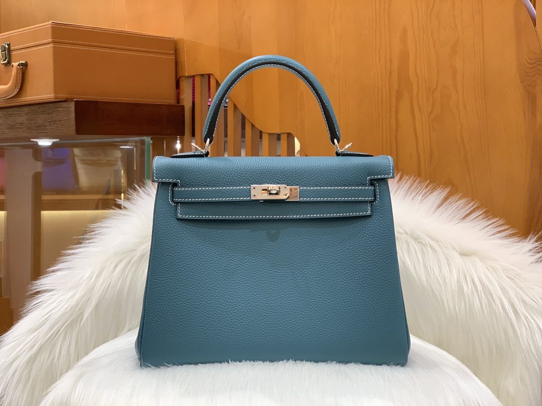 올수공 에르메스 켈리 25 토고 데님 블루 실버 버클