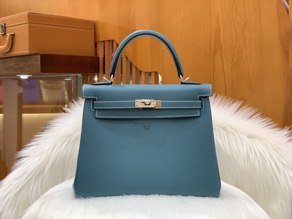 올수공 에르메스 켈리 25 토고 데님 블루 실버 버클