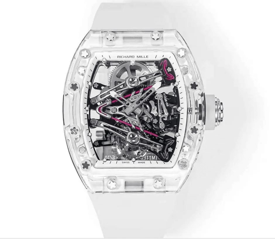 리차드밀 부바왓슨 투명 투르비옹 스켈레톤 다이얼 투명 러버밴드 RM38-02