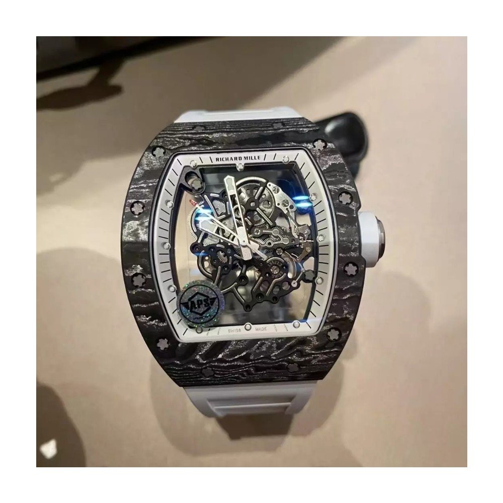 리차드밀 부바왓슨 블랙 카본 케이스 화이트 포인트 화이트 밴드 RM-055