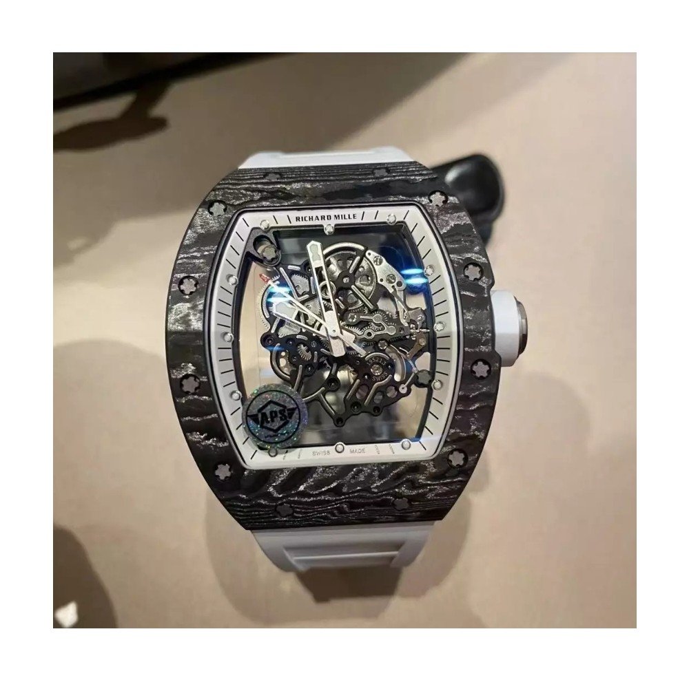 리차드밀 부바왓슨 블랙 카본 케이스 화이트 포인트 화이트 밴드 RM-055