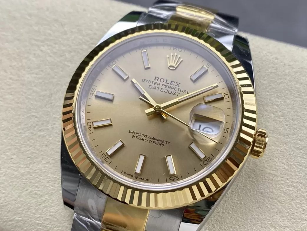 롤렉스 데이저스트 YG 스틱 옐로우 골드 다이얼 콤비 오이스터 41mm 126333-0009