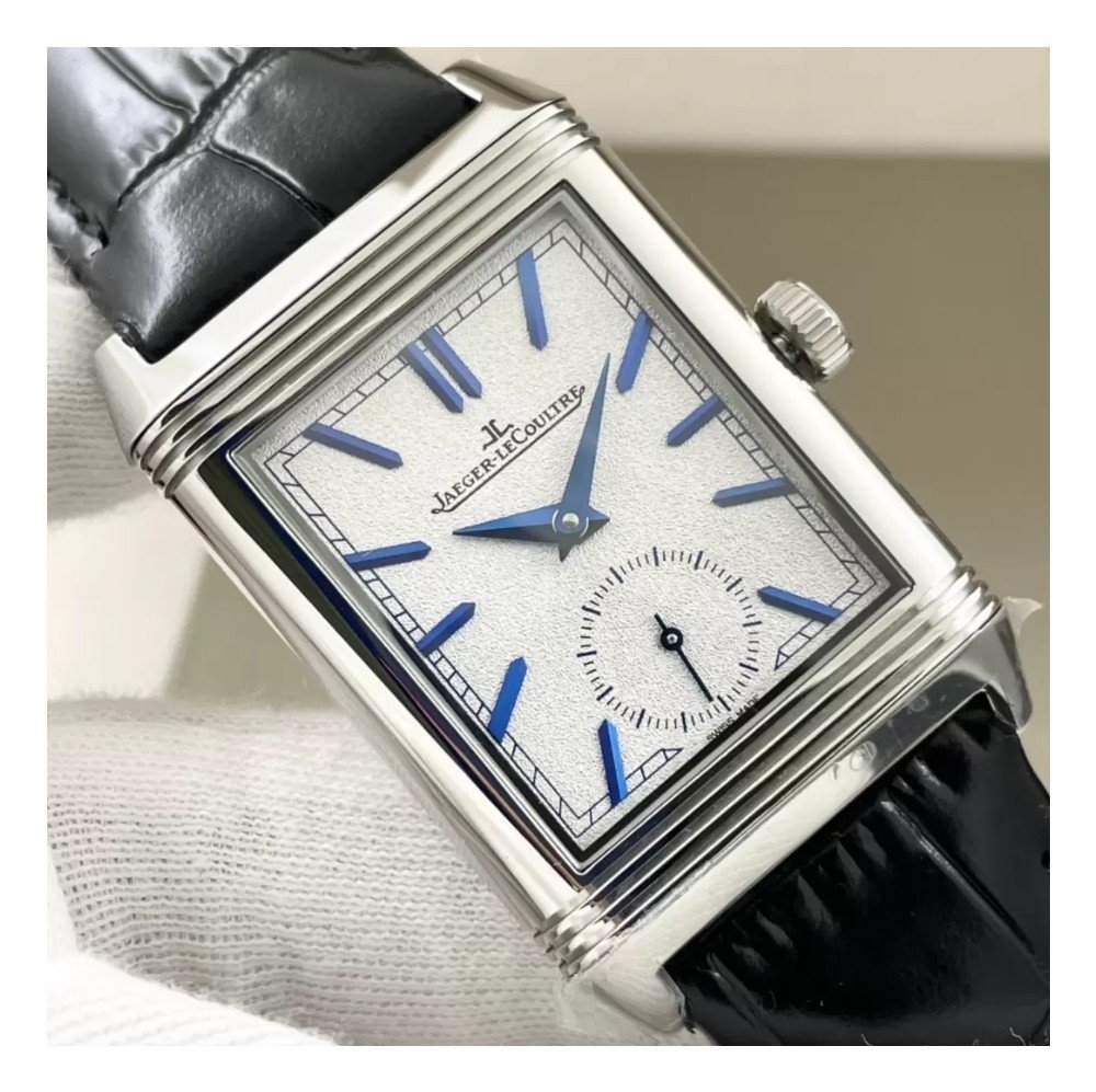 예거 르쿨트르 리베르소 클래식 라지 듀오페이스 스몰 세컨드 화이트 다이얼 레더 스트랩 Q3908420