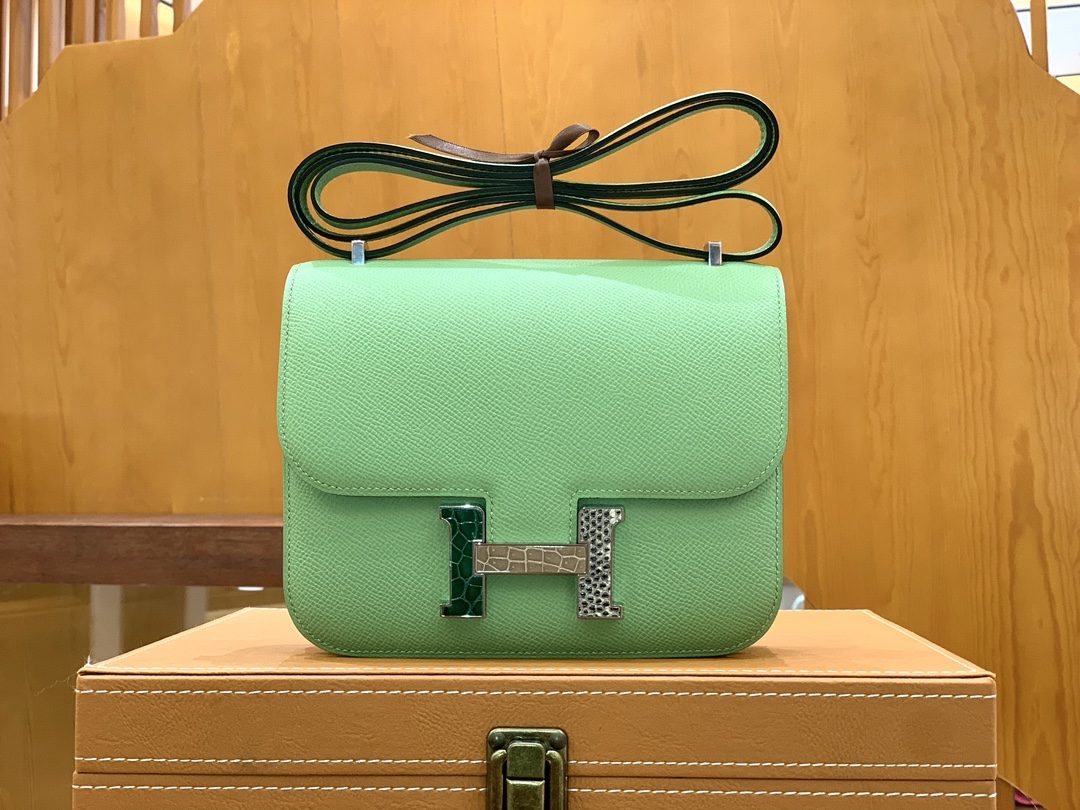 올수공 에르메스 콘스탄스 18 아보카도 그린 앱송 레더 버클