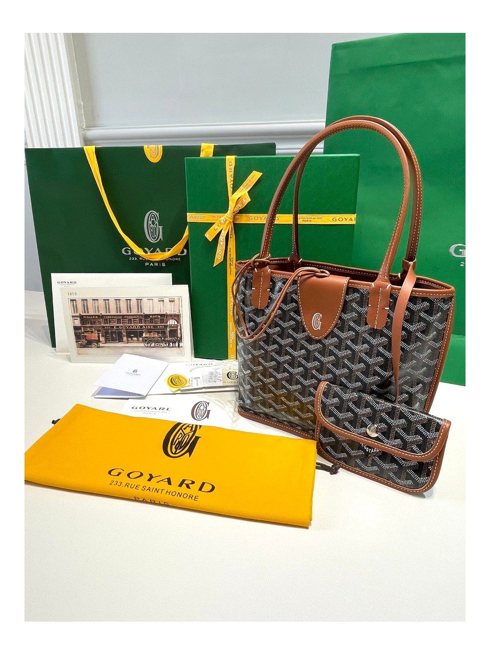 고야드 미니 앙주 토트백 블랙탠