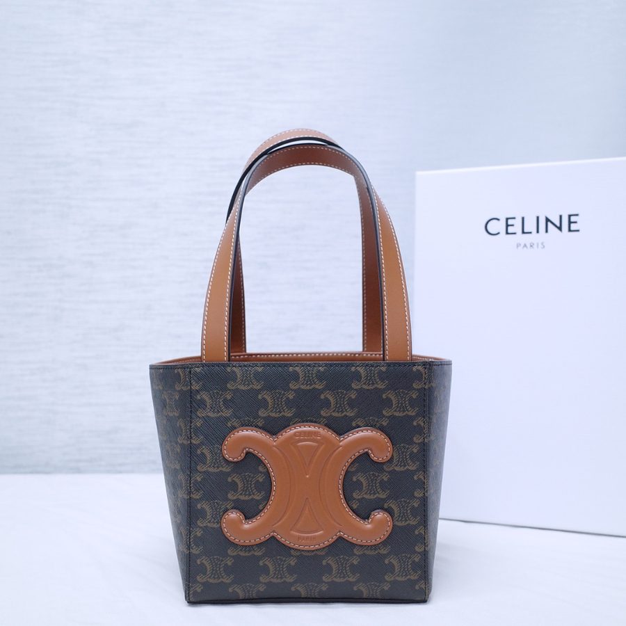 셀린느 트리오페 캔버스 & 카프스킨 큐브백 레더