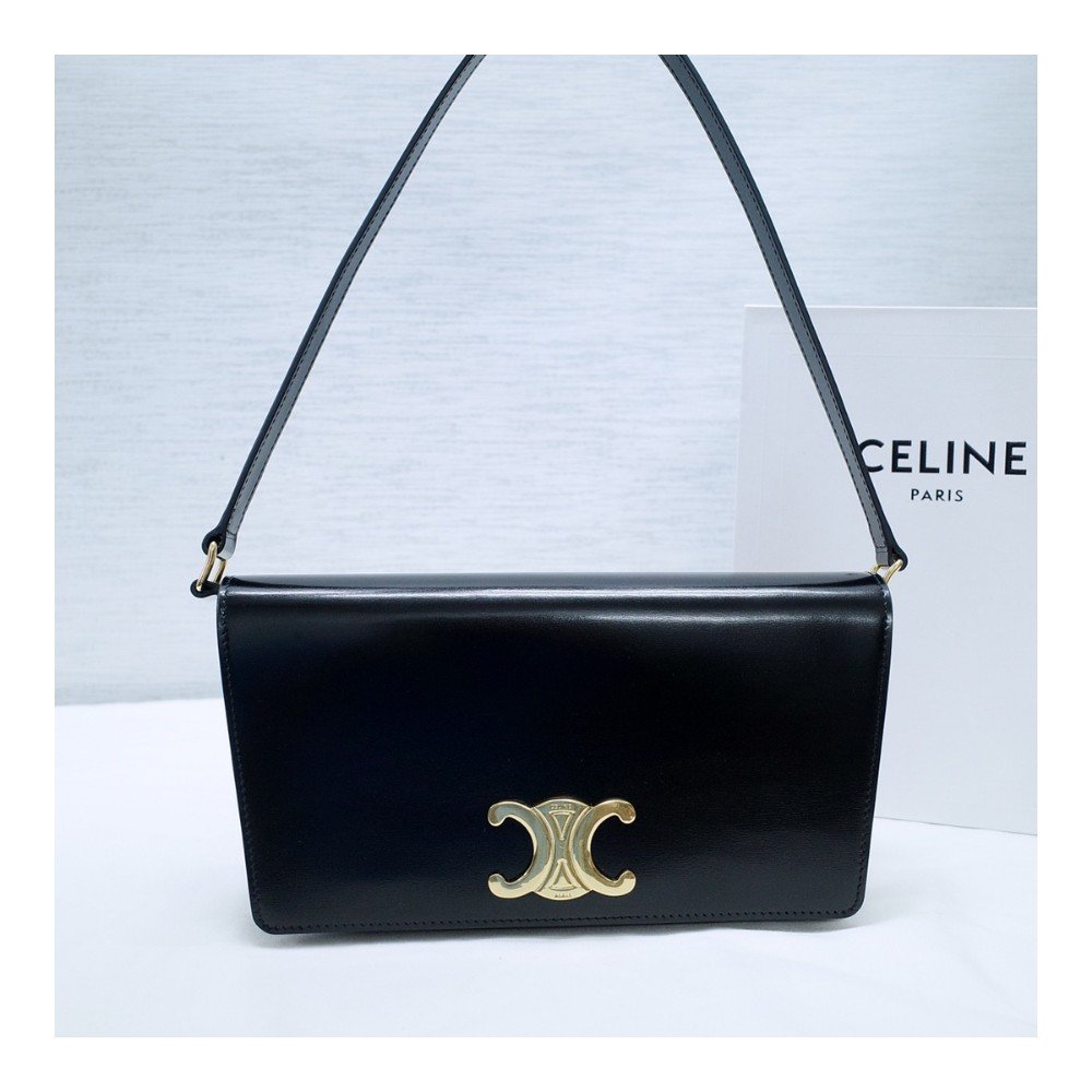 셀린느 트리옹프백 샤이니 카프스킨 블랙