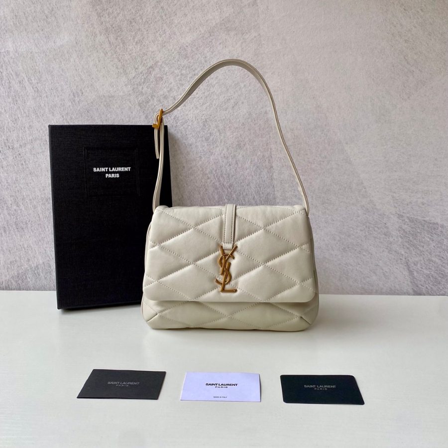 생로랑 퀼팅 램스킨 LE 57 숄더백 화이트