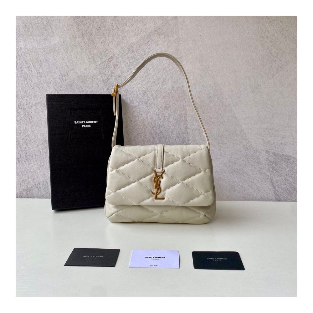 생로랑 퀼팅 램스킨 LE 57 숄더백 화이트