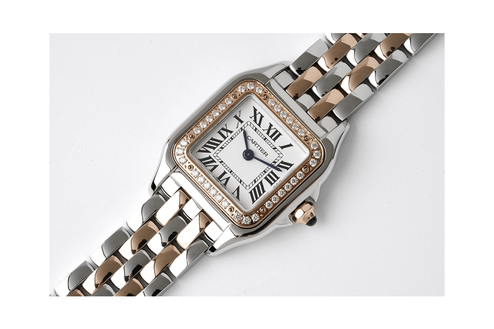 까르띠에 팬더 드 까르띠에 브릴리언트 컷 다이아베젤 화이트 다이얼 로즈골드 콤비 2size W3PN0006