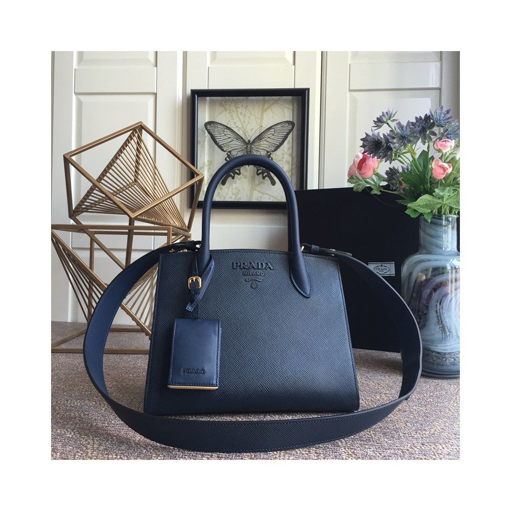 프라다 모노크롬 소형 사피아노 백 네이비