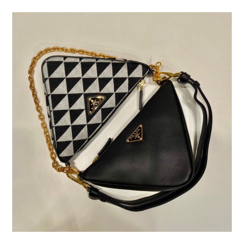 프라다 심볼 가죽 및 패브릭 미니백