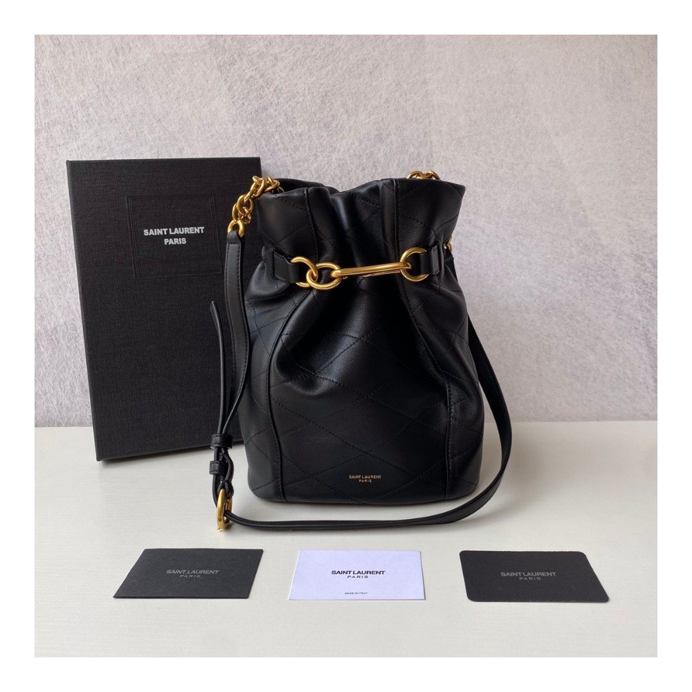 생로랑 22SS 블랙 르 메일론 후크 버킷 숄더백