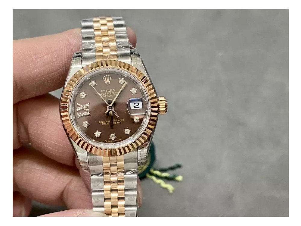 롤렉스 레이디 데이저스트 브라운 다이얼 10P 다이아 로즈골드 콤비 28mm 279171