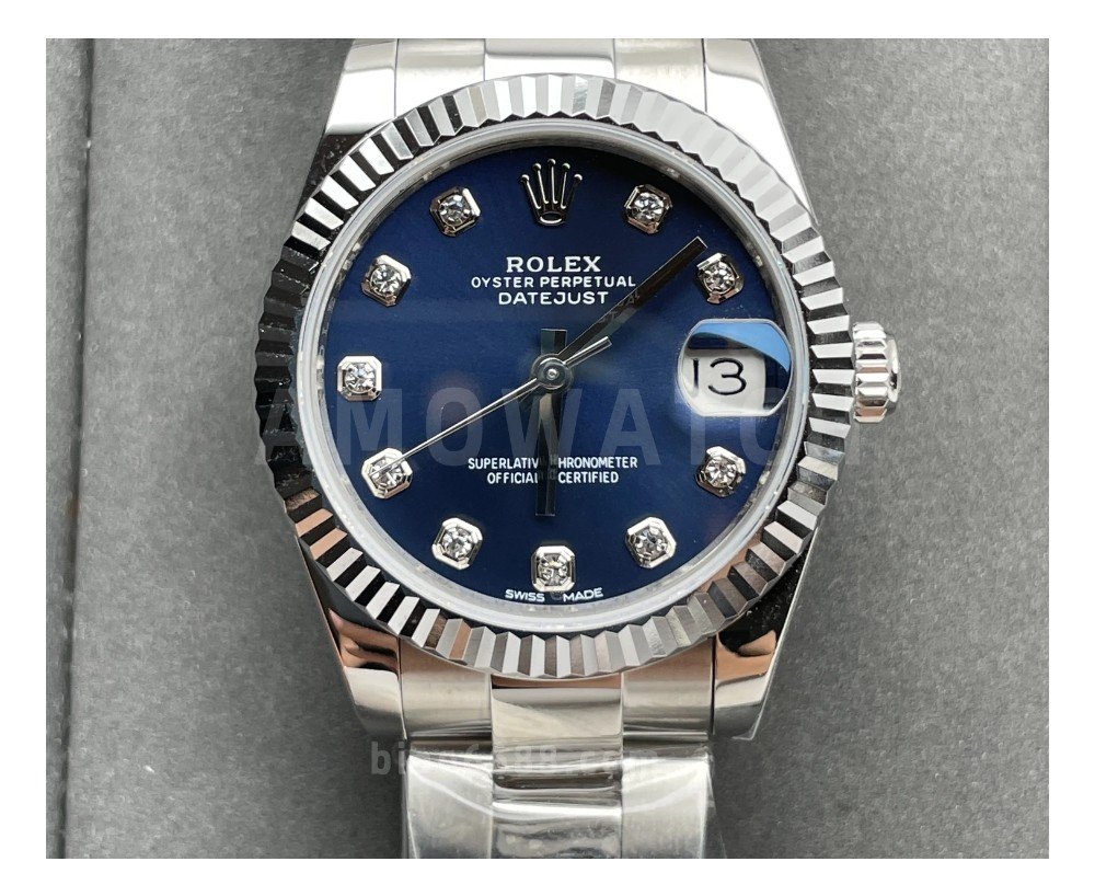 롤렉스 여성용 데이저스트 블루 다이얼 10P 다이아 오이스터 스틸 31mm 278274