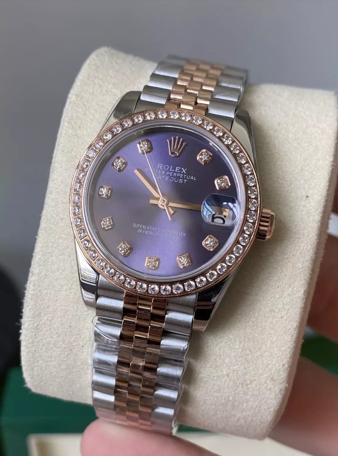 롤렉스 여성용 데이저스트 바이올렛 다이얼 다이아베젤 콤비 SS/RG 31mm 278381