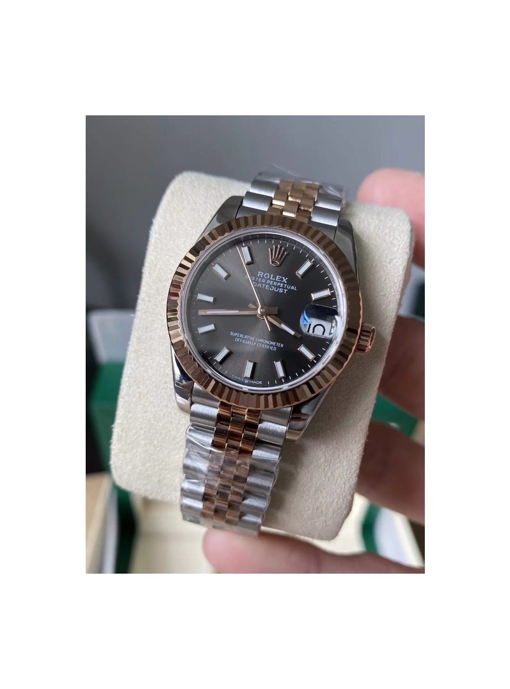 롤렉스 여성용 데이저스트  그레이 스티커 마커 다이얼 콤비 SS/RG 31mm 278271