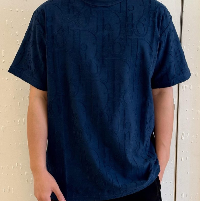 디올 오블리크 필 쿠페 반팔 티셔츠 네이비