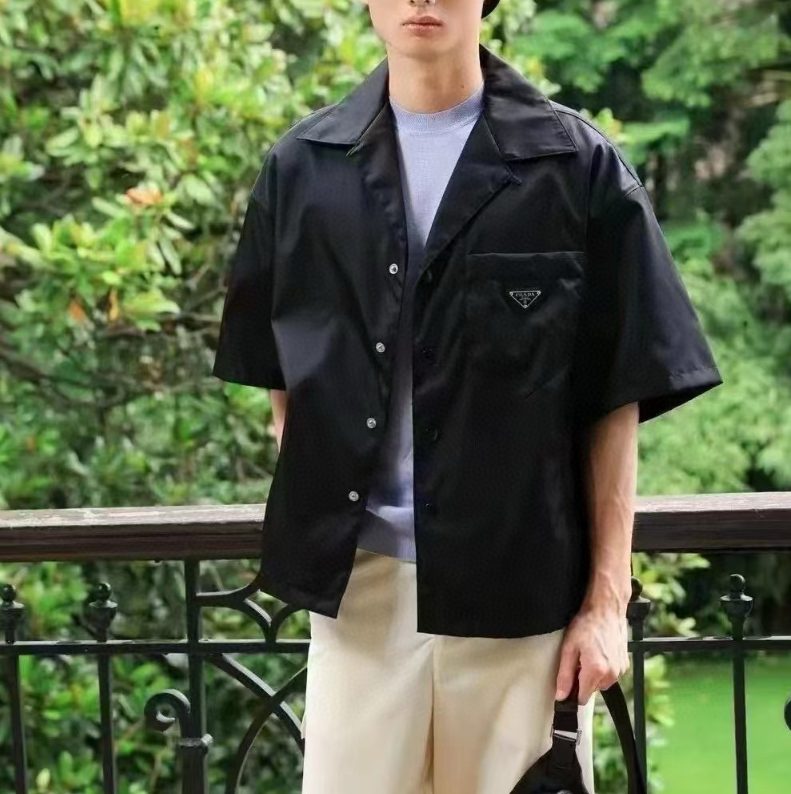 프라다 리나일론 반소매 셔츠 블랙 SC4491WQ8F0002