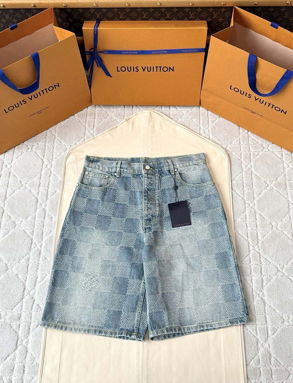 루이비통 다미에 3D 라이트 데님 숏 팬츠