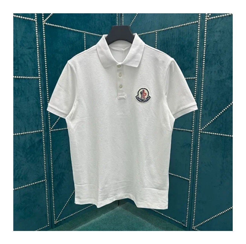 몽클레어 로고 폴로 셔츠 옵티컬 화이트