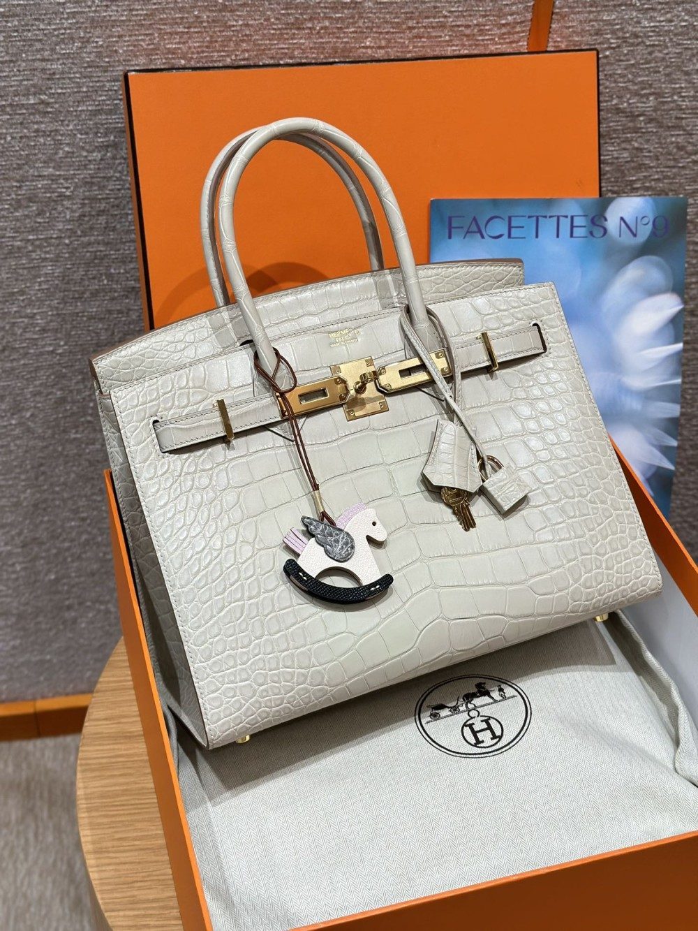 올수공 에르메스 버킨 30 Beton 악어 가죽 골드 하드웨어