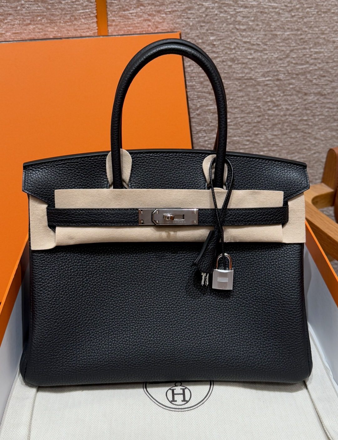 올수공 에르메스 버킨 30 89/noir 토고 가죽 실버 하드웨어